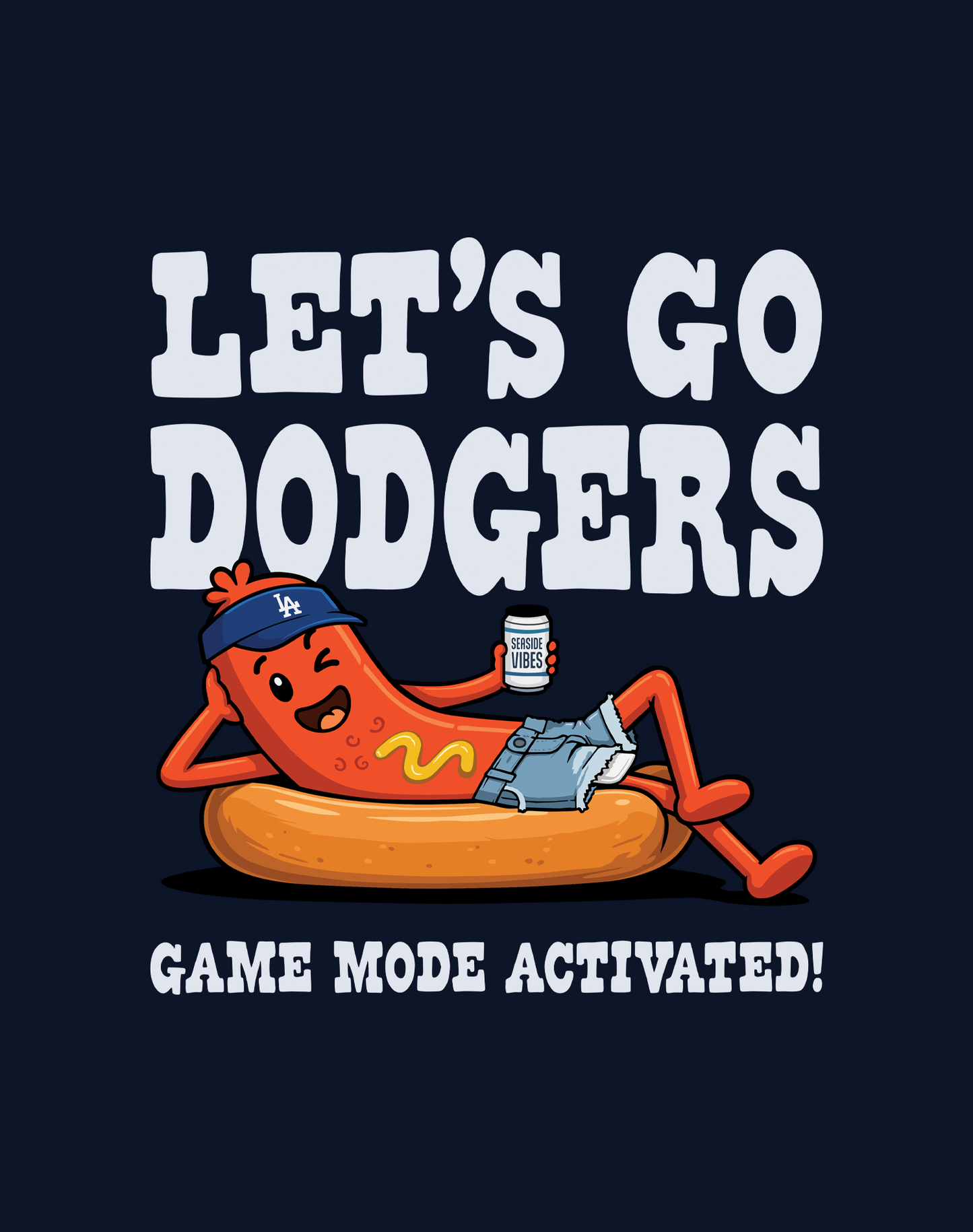 Youth: Let's Go Dodgers, Game Mode Activated! Tee | Navy
