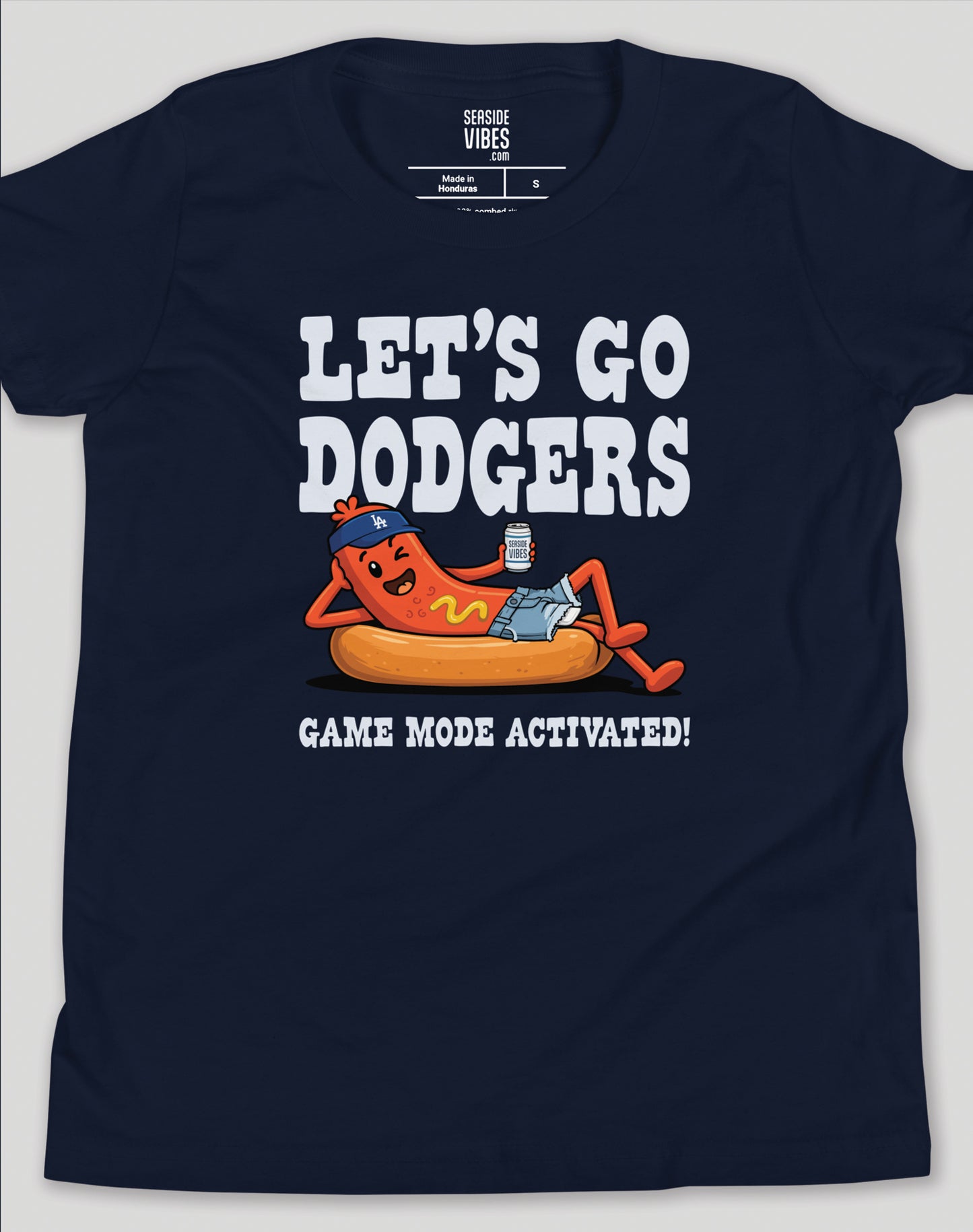 Youth: Let's Go Dodgers, Game Mode Activated! Tee | Navy