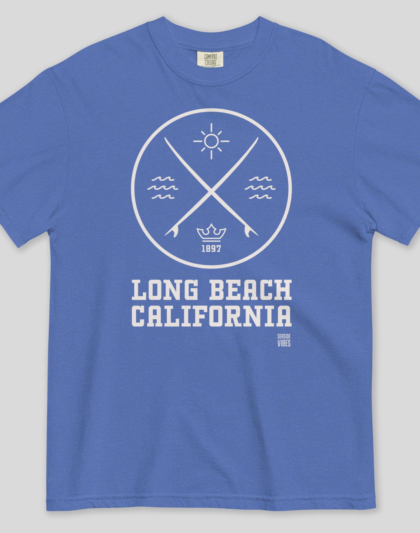 Unisex: Long Beach Surf Tee - 100% Cotton | Mystic Blue
