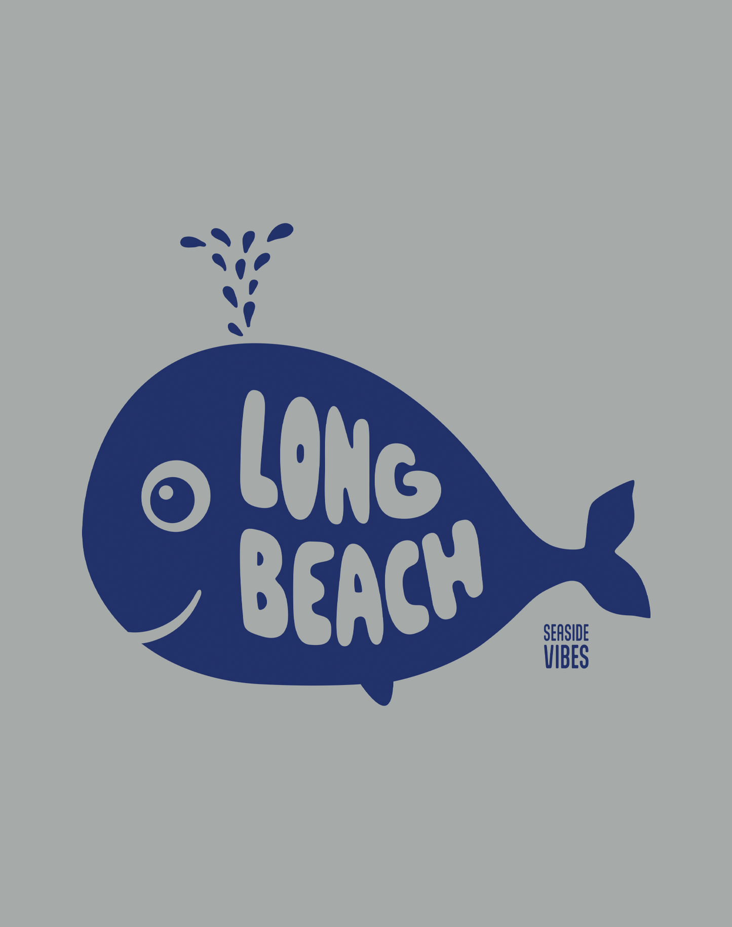 Unisex: Long Beach Whale Tee - 100% Cotton | Granite