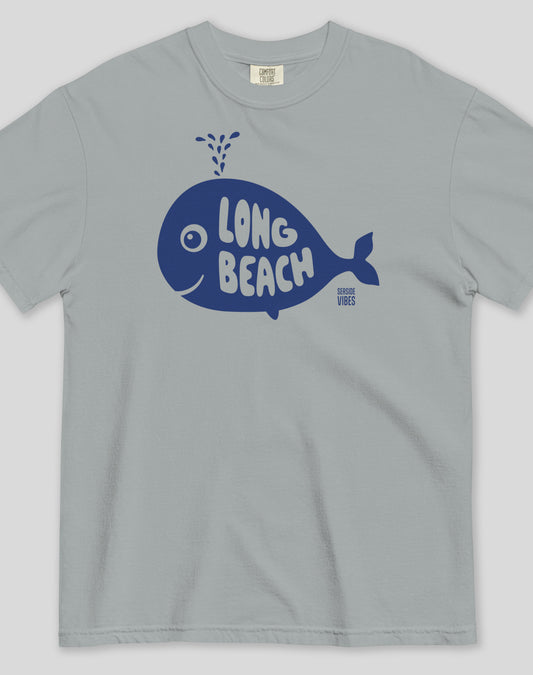 Unisex: Long Beach Whale Tee - 100% Cotton | Granite