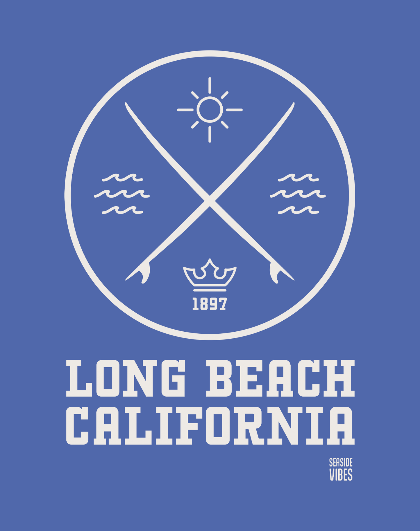 Unisex: Long Beach Surf Tee - 100% Cotton | Mystic Blue