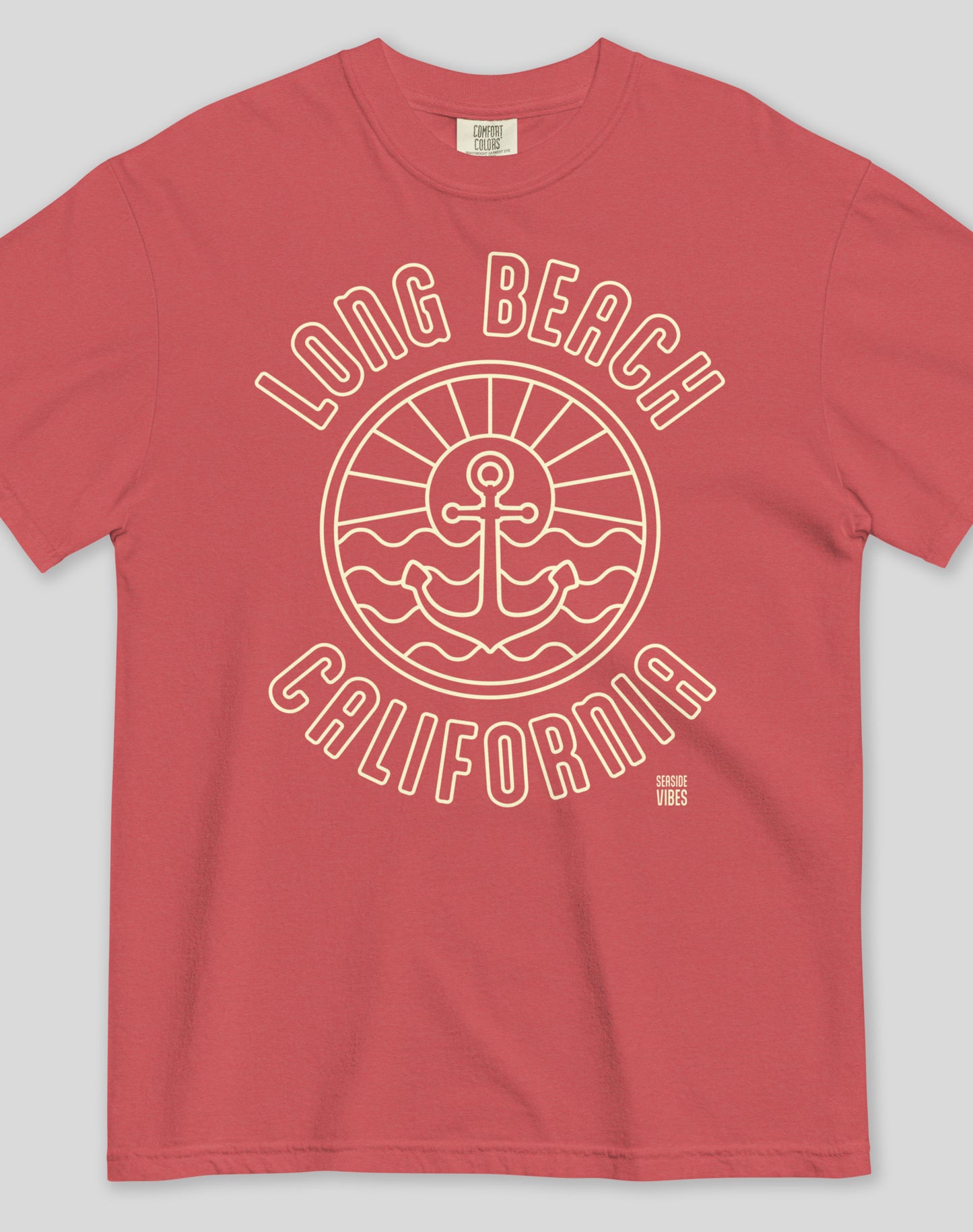 Unisex: Long Beach Anchor Tee - 100% Cotton | Crimson