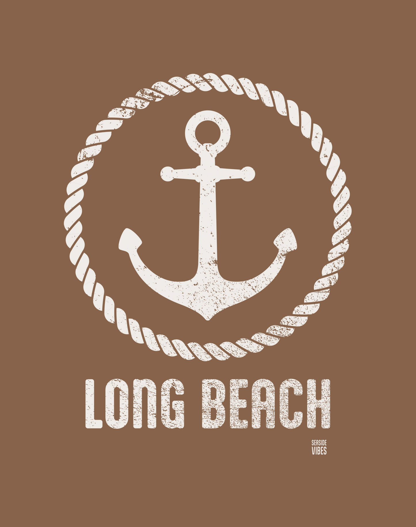 Unisex: Long Beach Roots Tee - 100% Cotton | Espresso