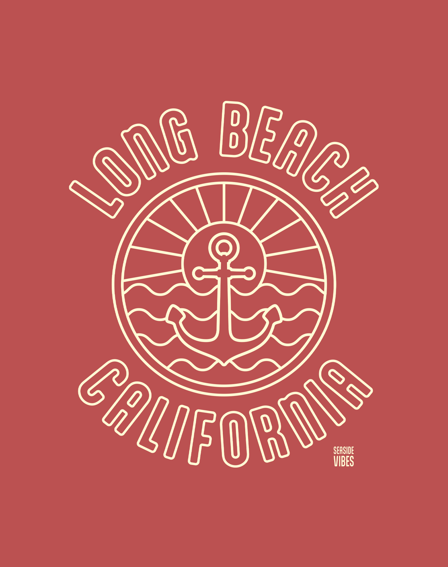 Unisex: Long Beach Anchor Tee - 100% Cotton | Crimson
