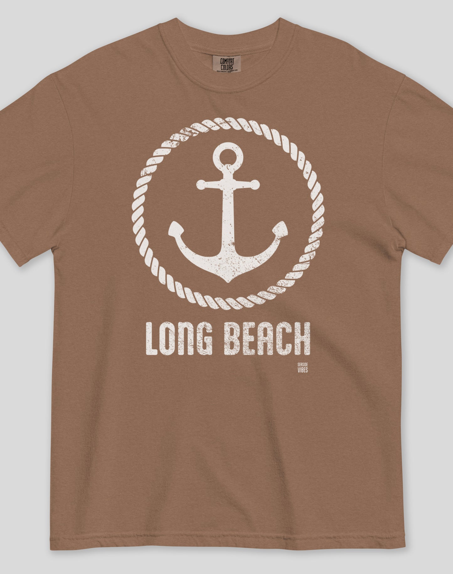 Unisex: Long Beach Roots Tee - 100% Cotton | Espresso