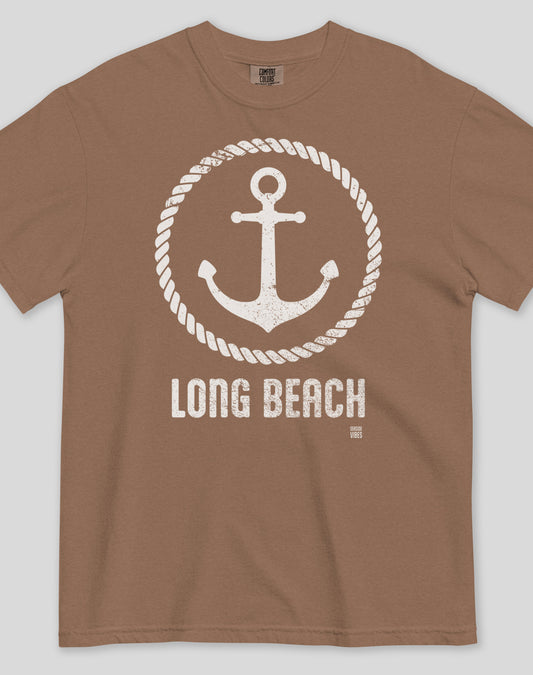 Unisex: Long Beach Roots Tee - 100% Cotton | Espresso