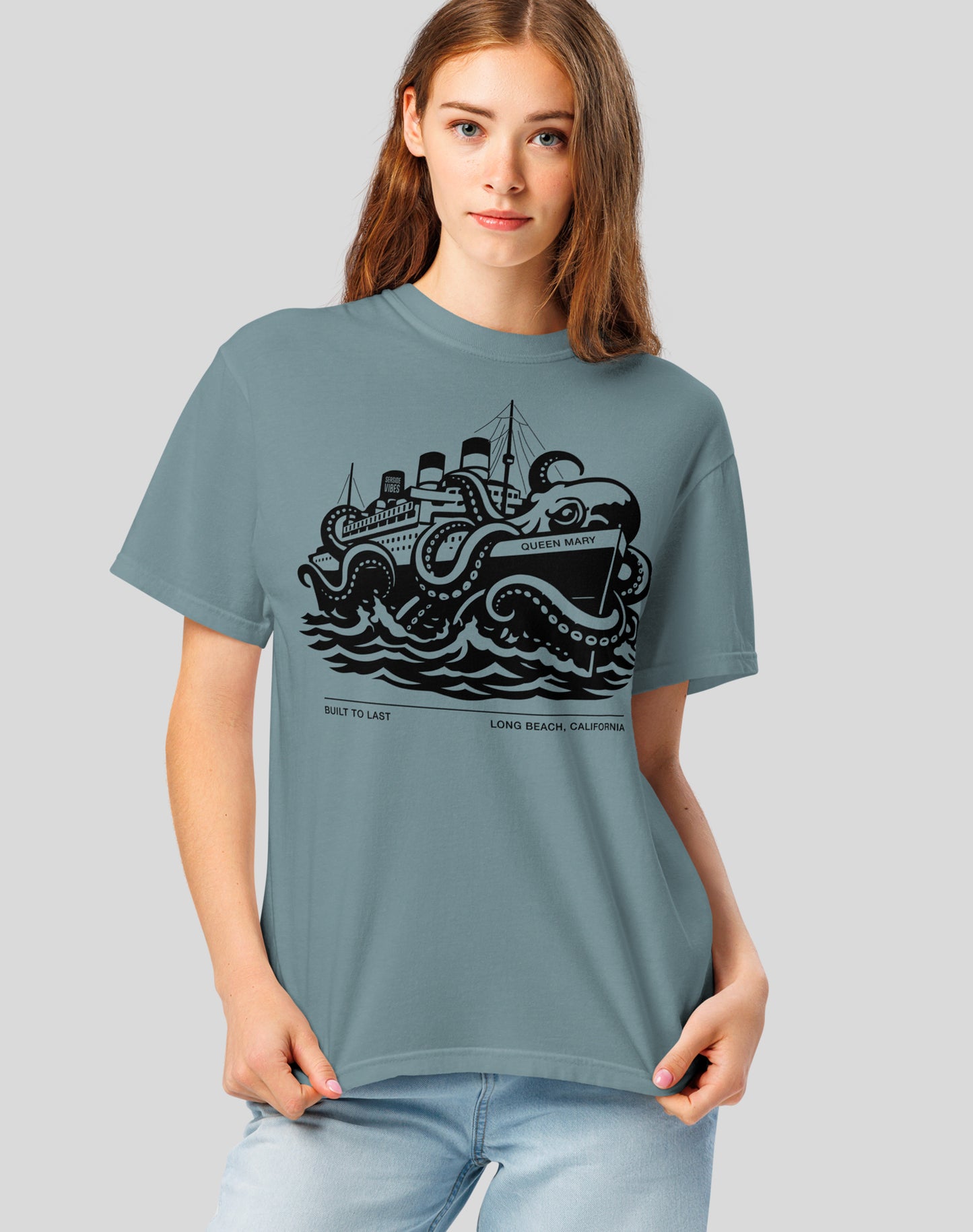 Long Beach Built to Last Tee - Premium 100% Cotton | Ice Blue