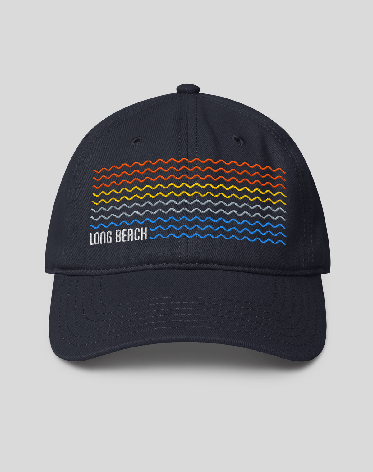 Long Beach Sunset Waves Low Profile Dad Hat - Dark Navy