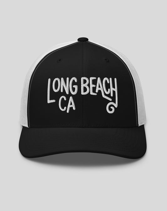 Long Beach Swirl Trucker Hat | Black/White