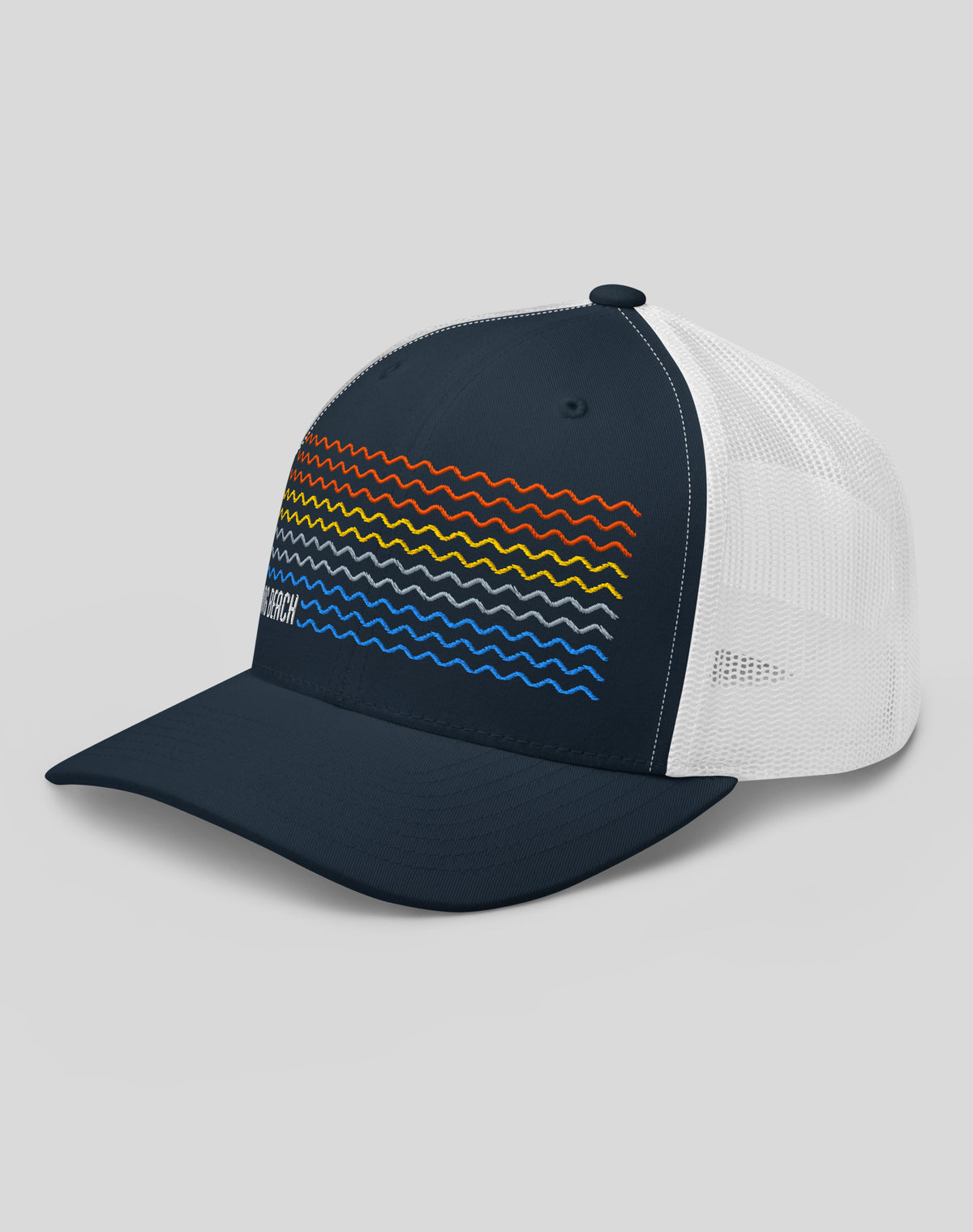 Long Beach Sunset Wave Trucker Hat | Navy/White