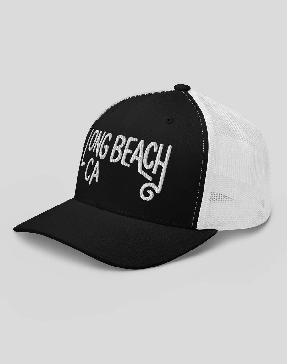 Long Beach Swirl Trucker Hat | Black/White