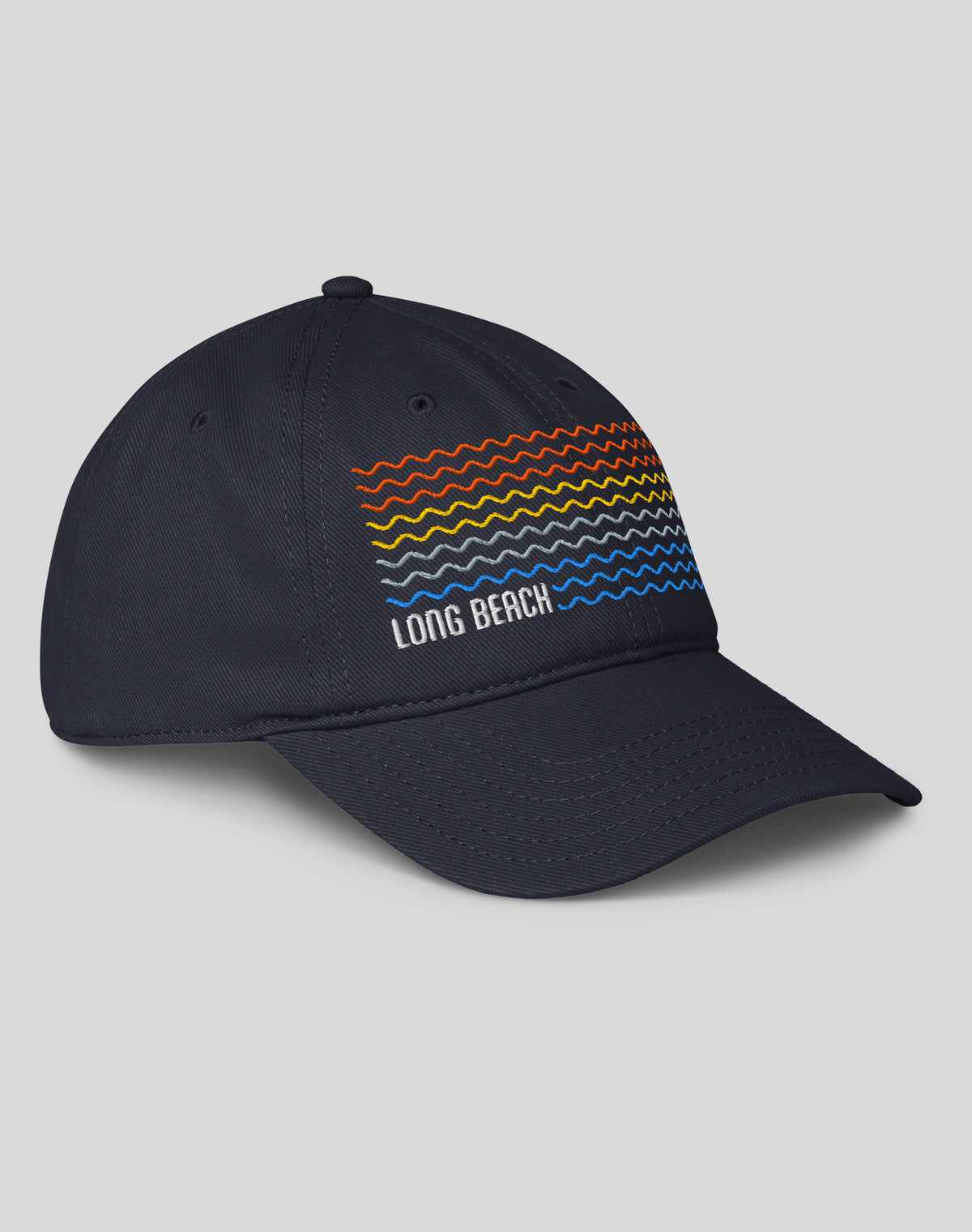 Long Beach Sunset Waves Low Profile Dad Hat - Dark Navy