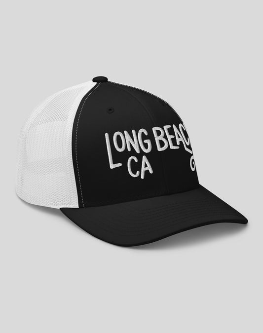 Long Beach Swirl Trucker Hat | Black/White