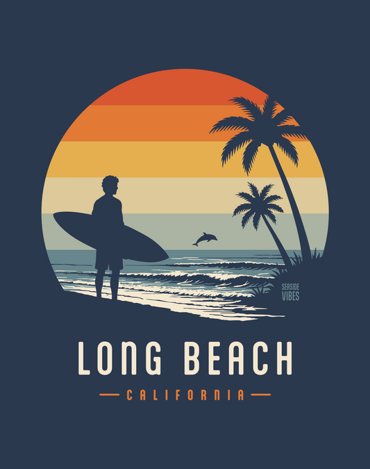 Long Beach Away From Keyboard Tee - Cotton Blend | Midnight Navy