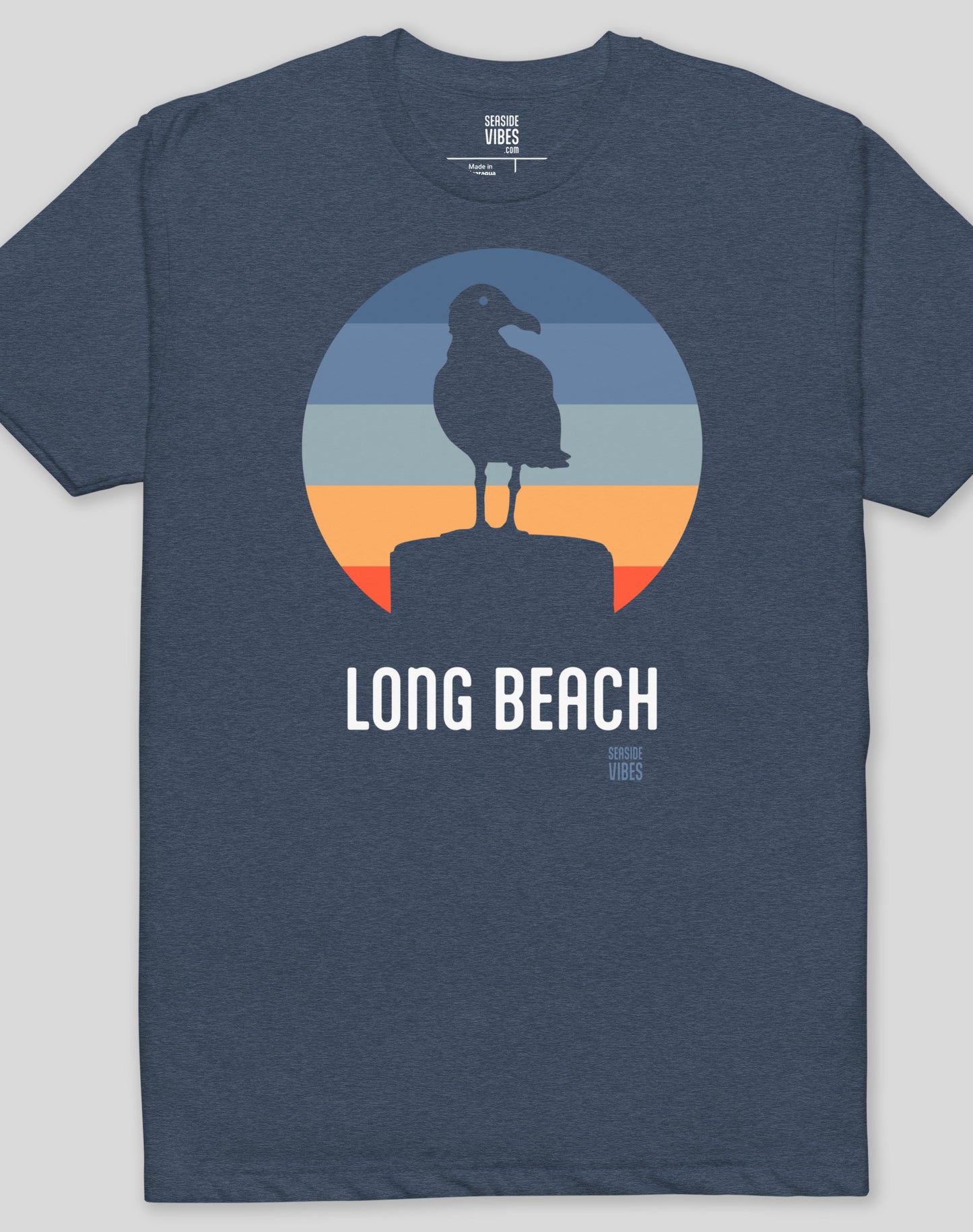 Long Beach Seagull Sunset Tee - Cotton Blend | Midnight Navy