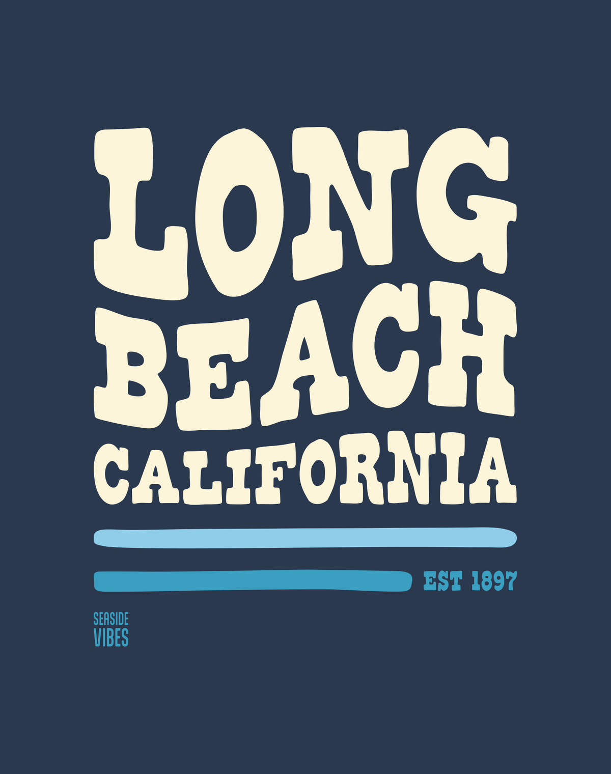 Long Beach Vibes Tee - Cotton Blend | Midnight Navy
