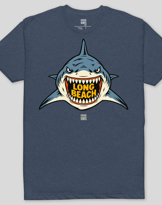 Long Beach AF Shark Tee - Cotton Blend | Midnight Navy