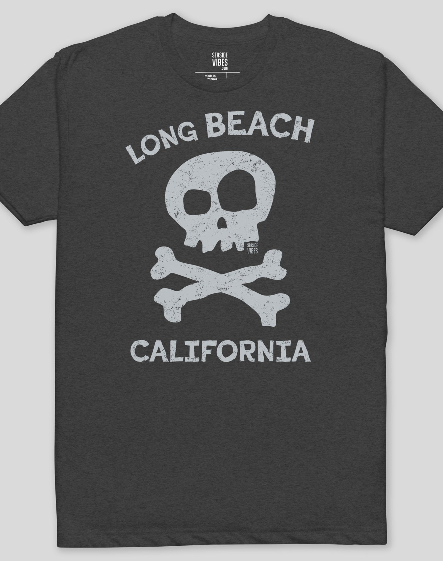 Long Beach Skull & Bones Tee - Cotton Blend | Charcoal