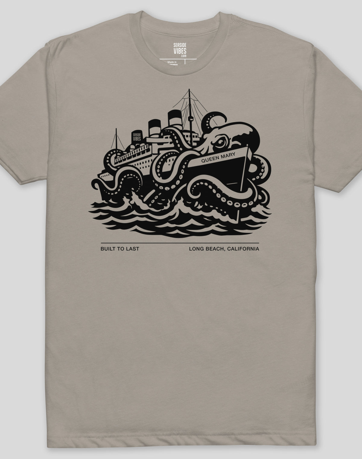 Long Beach Built to Last Tee - Cotton Blend | Stone Grey