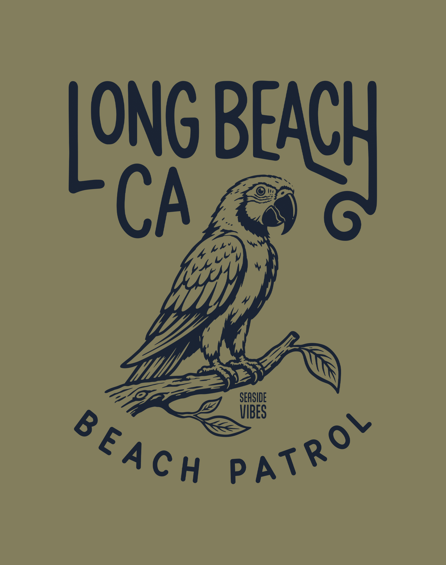 Long Beach Patrol Parrot Tee - Cotton Blend | Military Green