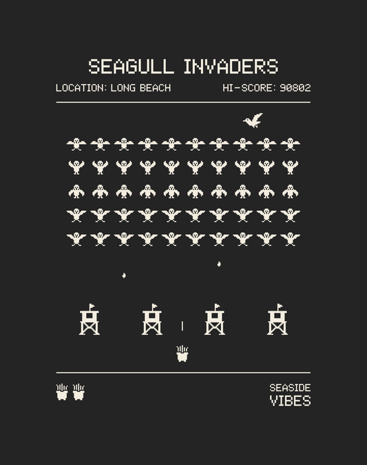 Long Beach Seagull Invaders Tee - Cotton Blend | Charcoal
