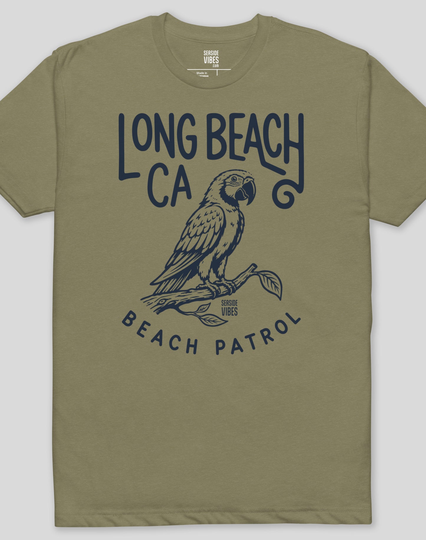 Long Beach Patrol Parrot Tee - Cotton Blend | Military Green