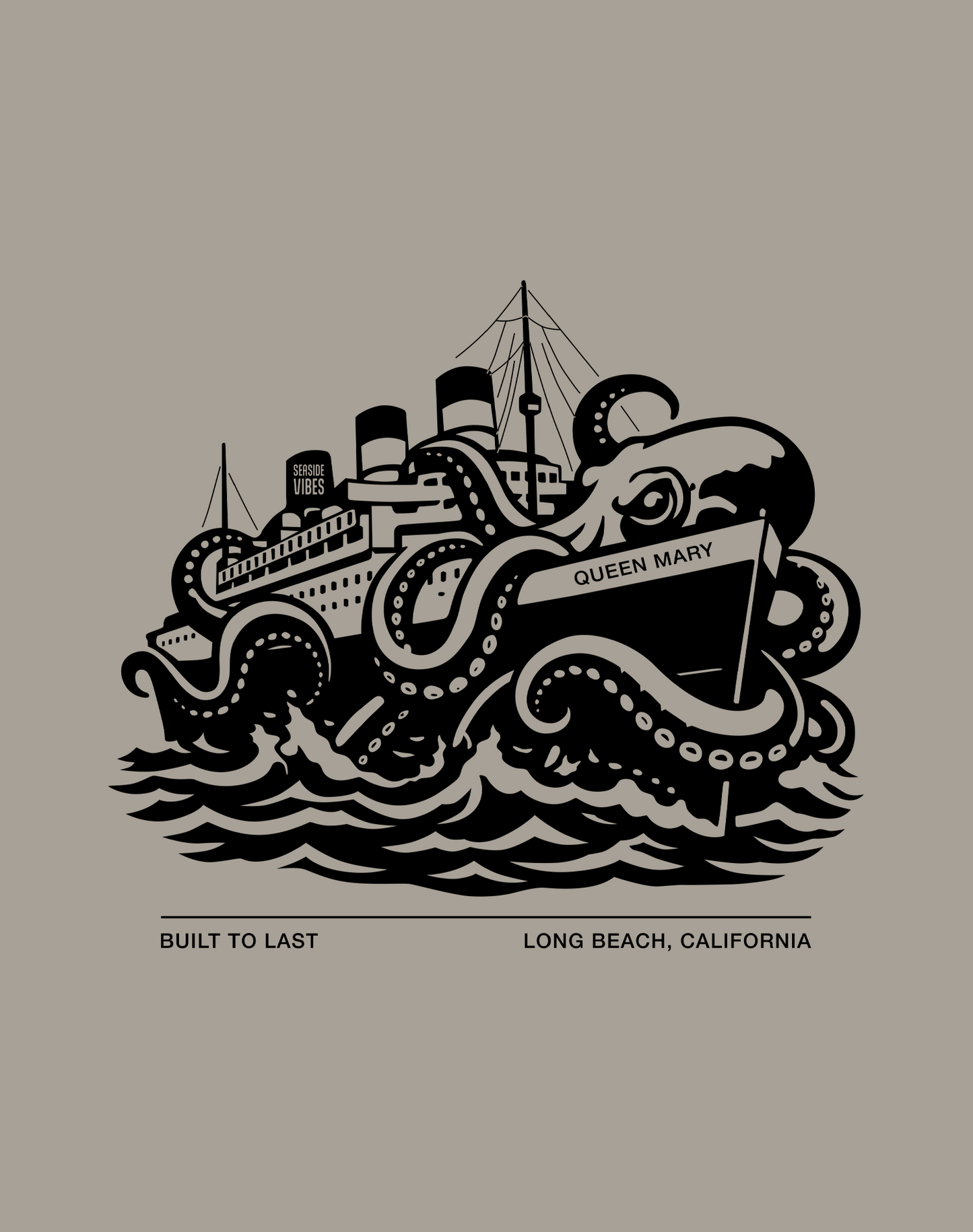 Long Beach Built to Last Tee - Cotton Blend | Stone Grey