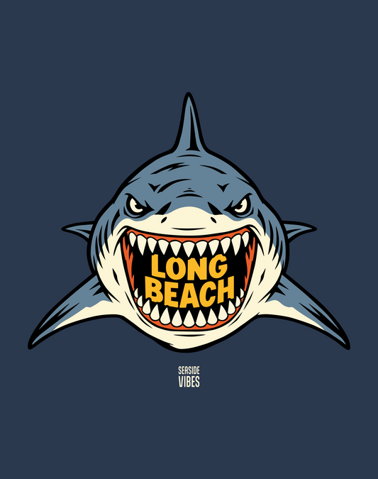 Long Beach AF Shark Tee - Cotton Blend | Midnight Navy