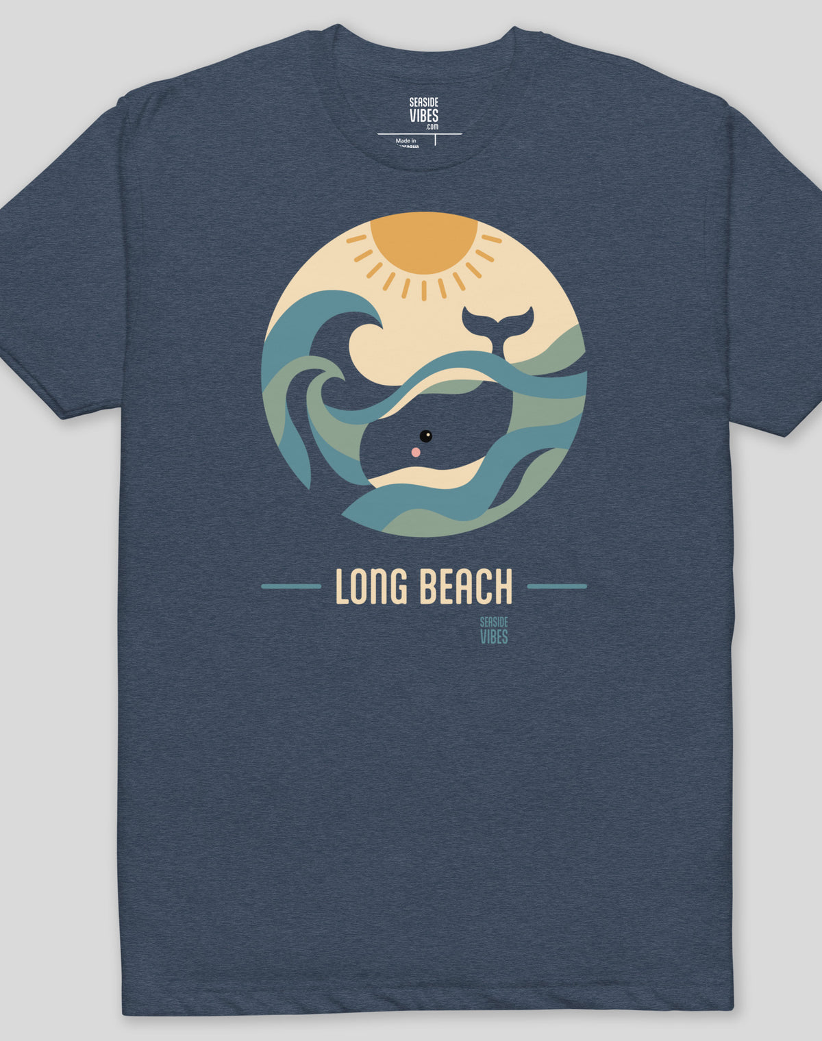 Long Beach Whale Sunset Tee - Cotton Blend | Midnight Navy
