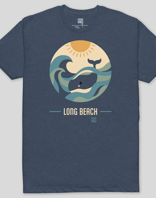 Long Beach Whale Sunset Tee - Cotton Blend | Midnight Navy