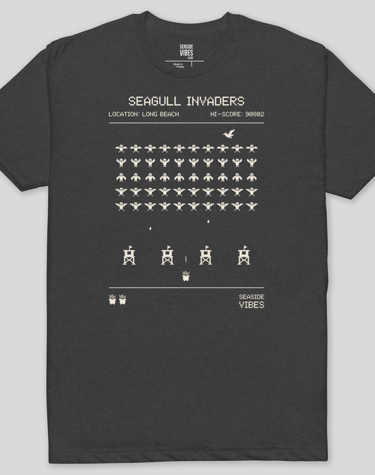 Long Beach Seagull Invaders Tee - Cotton Blend | Charcoal