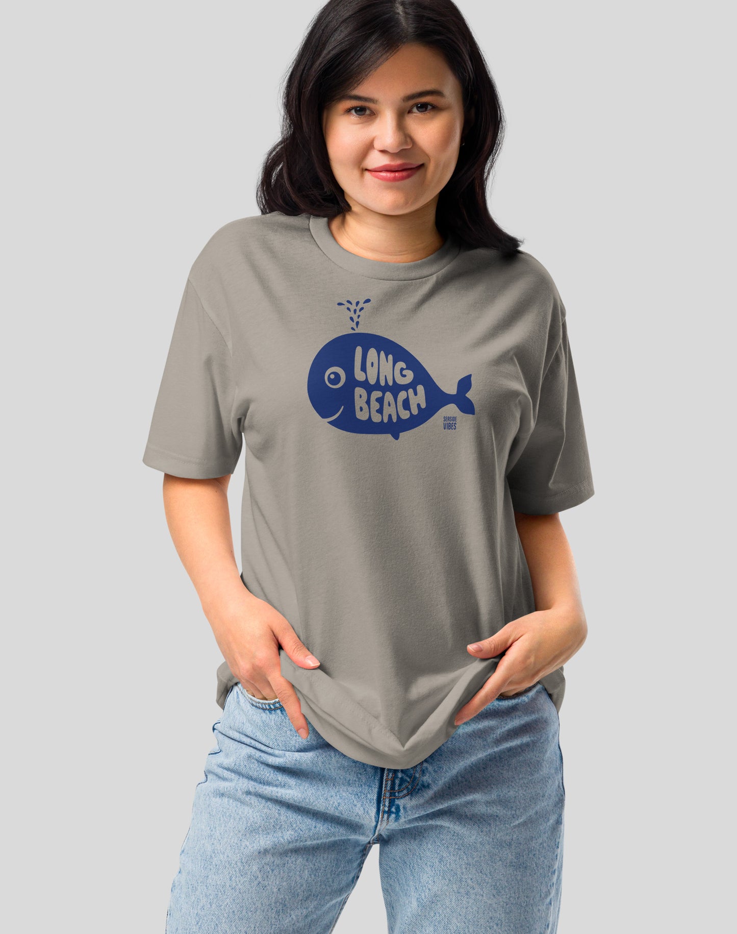 Long Beach Whale of a Tee - Cotton Blend | Stone Grey