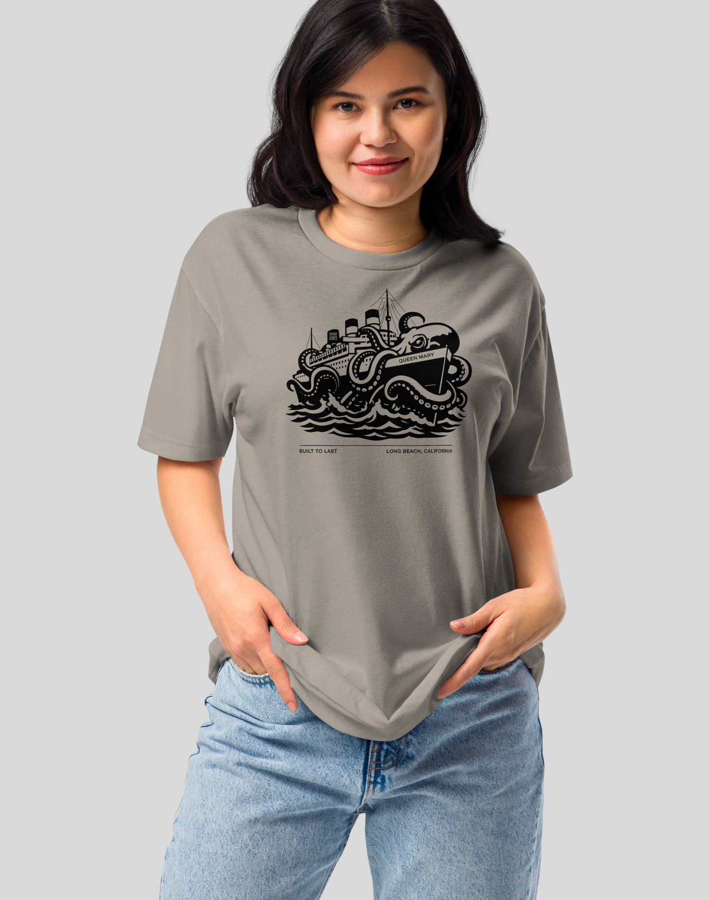 Long Beach Built to Last Tee - Cotton Blend | Stone Grey