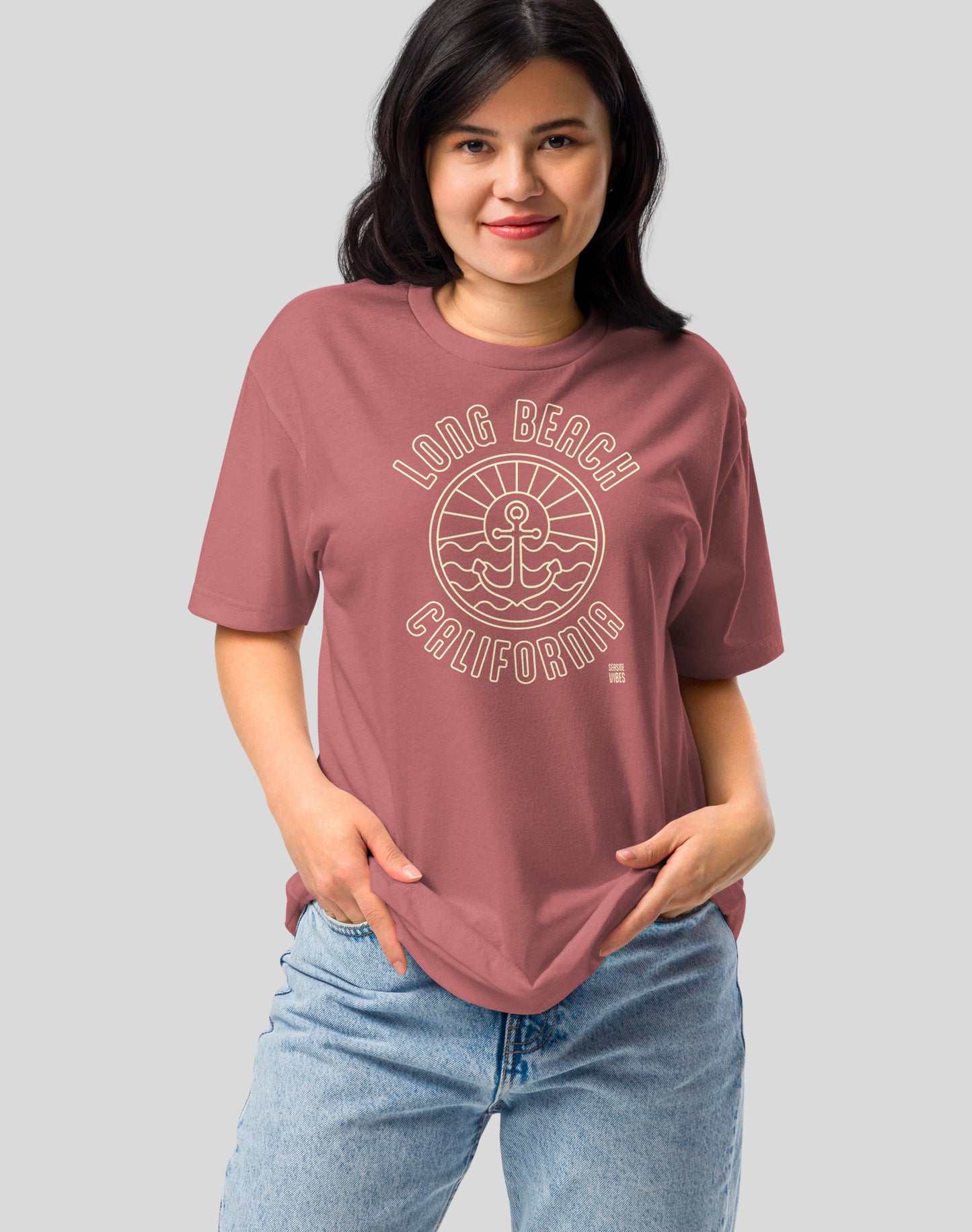 Long Beach Anchor Tee - Cotton Blend | Heather Mauve