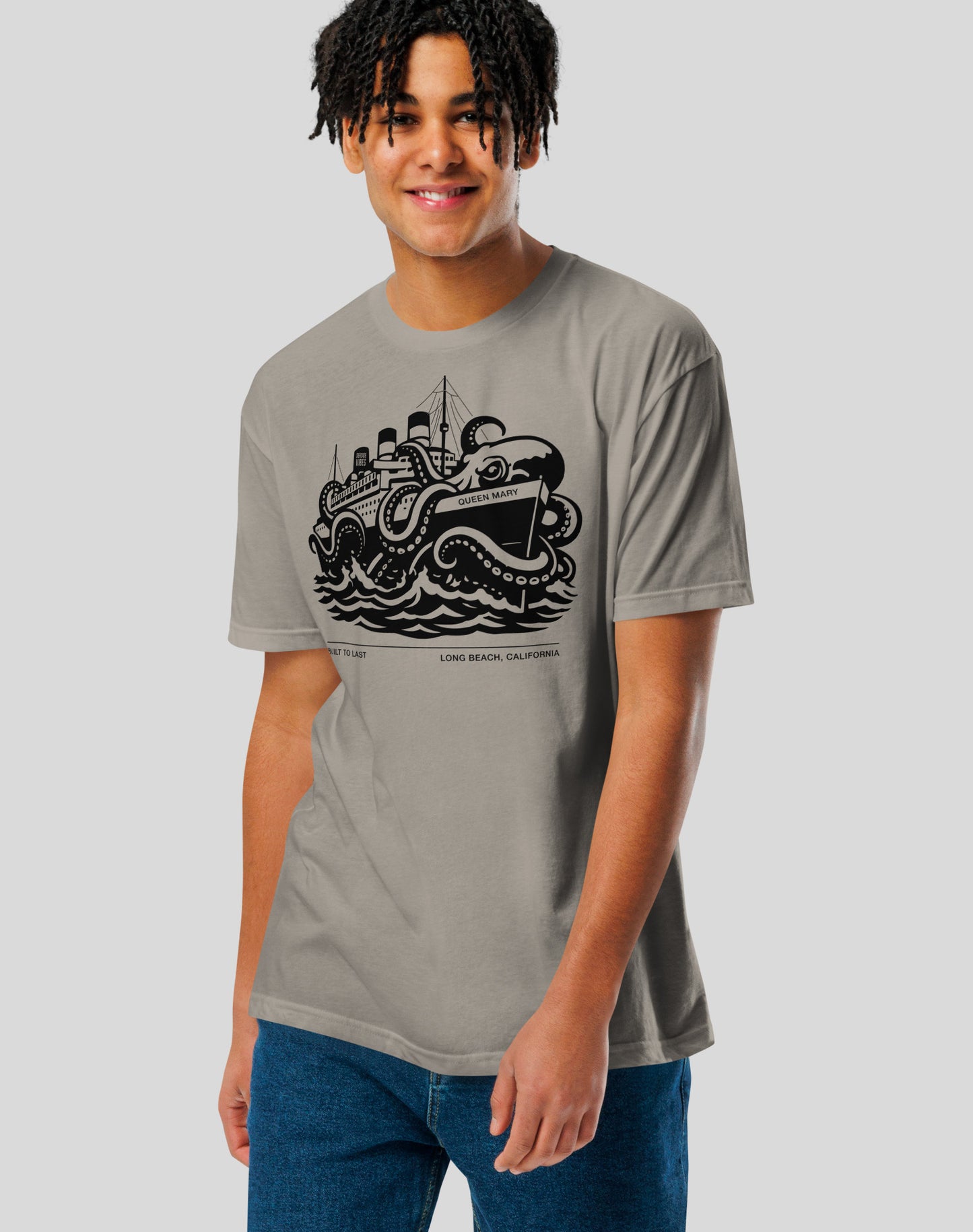 Long Beach Built to Last Tee - Cotton Blend | Stone Grey