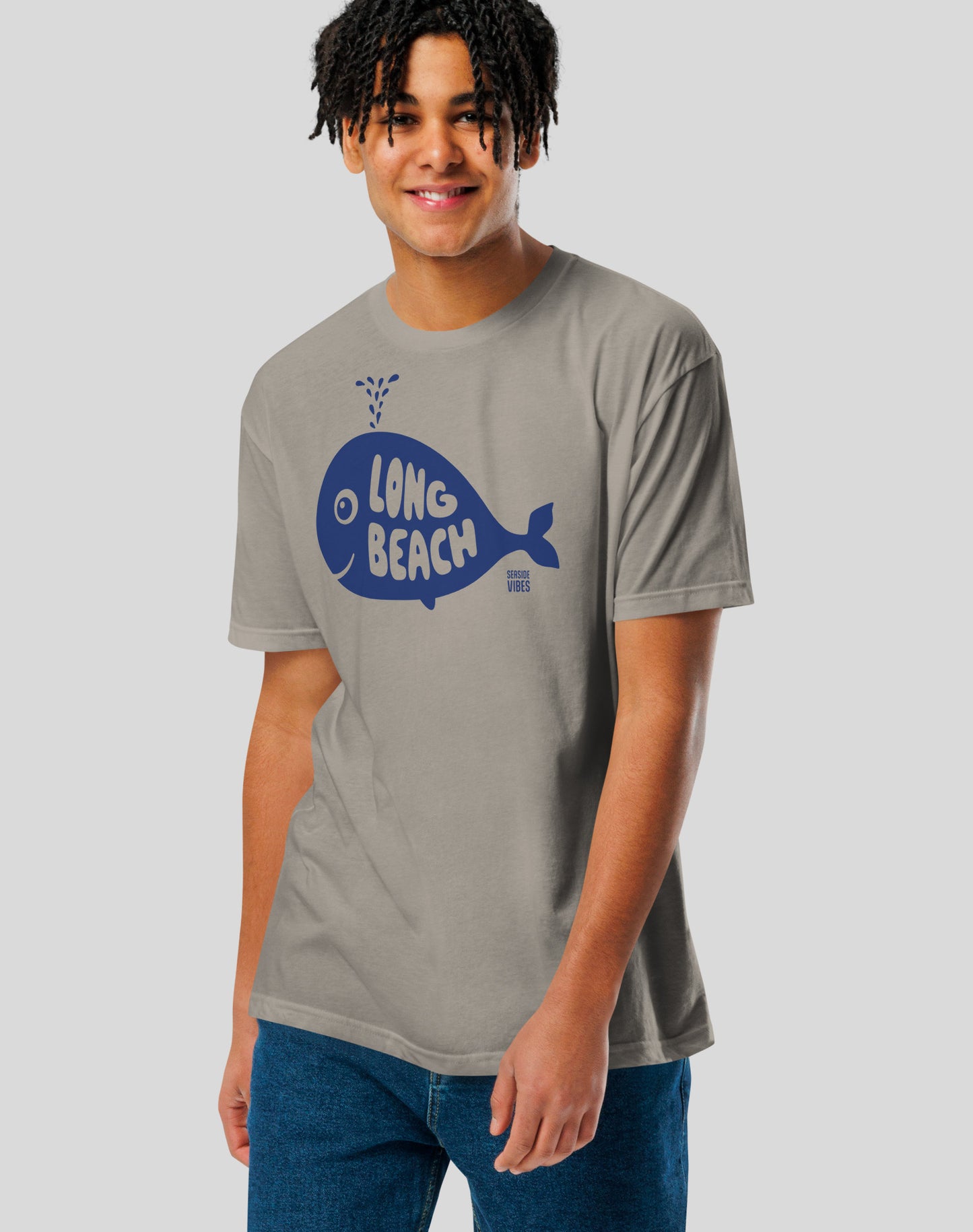 Long Beach Whale of a Tee - Cotton Blend | Stone Grey