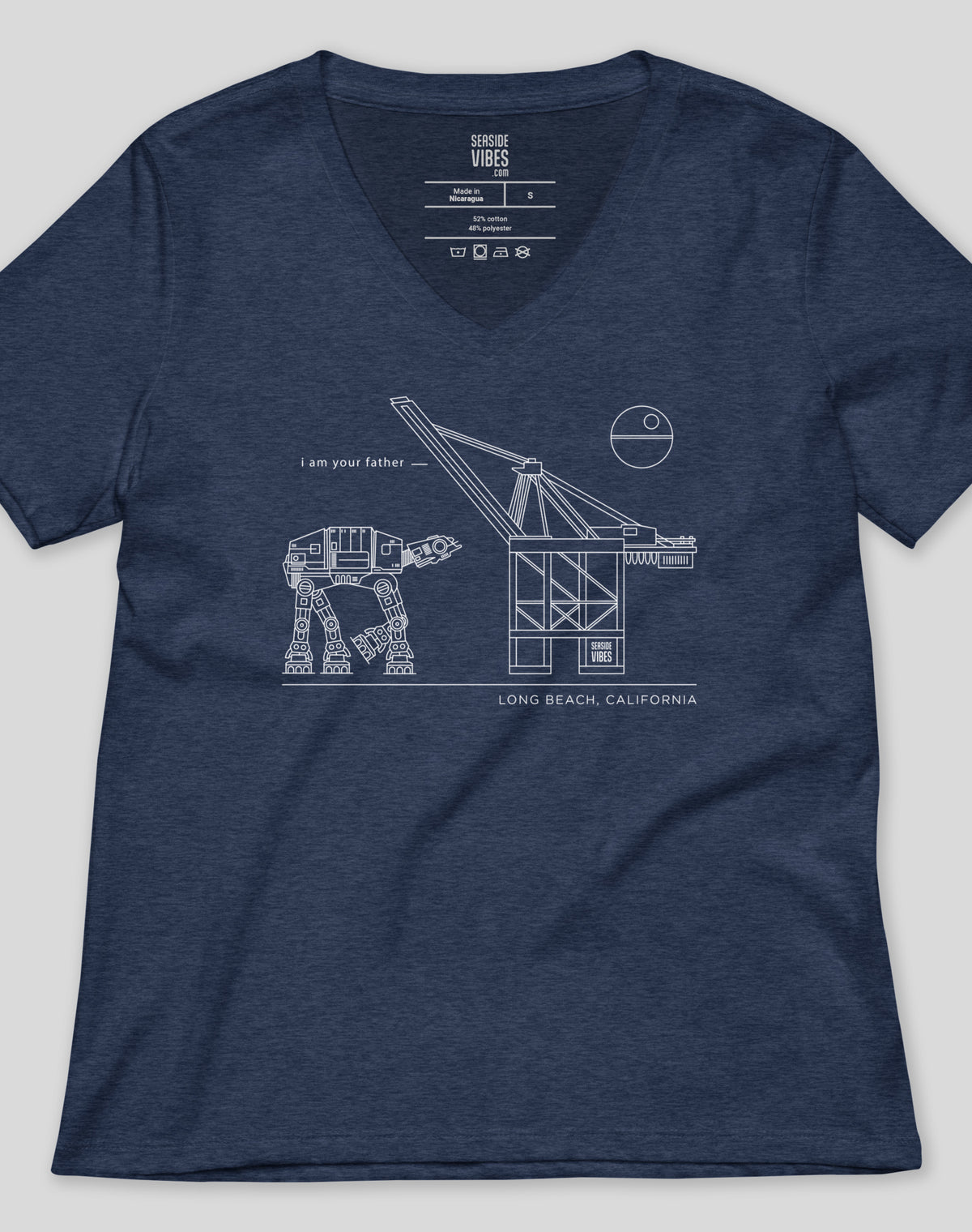 V-Neck: Long Beach I'm Your Father Star Wars Tee - Heather Navy