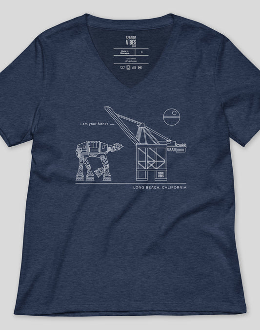 V-Neck: Long Beach I'm Your Father Star Wars Tee - Heather Navy