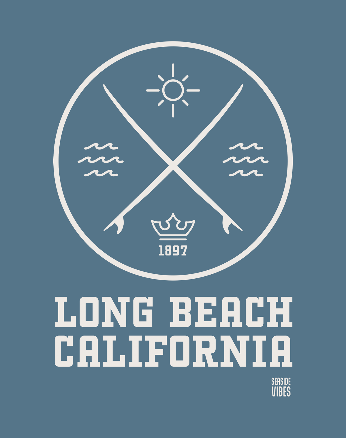 V-Neck: Long Beach Surf Tee | Heather Slate