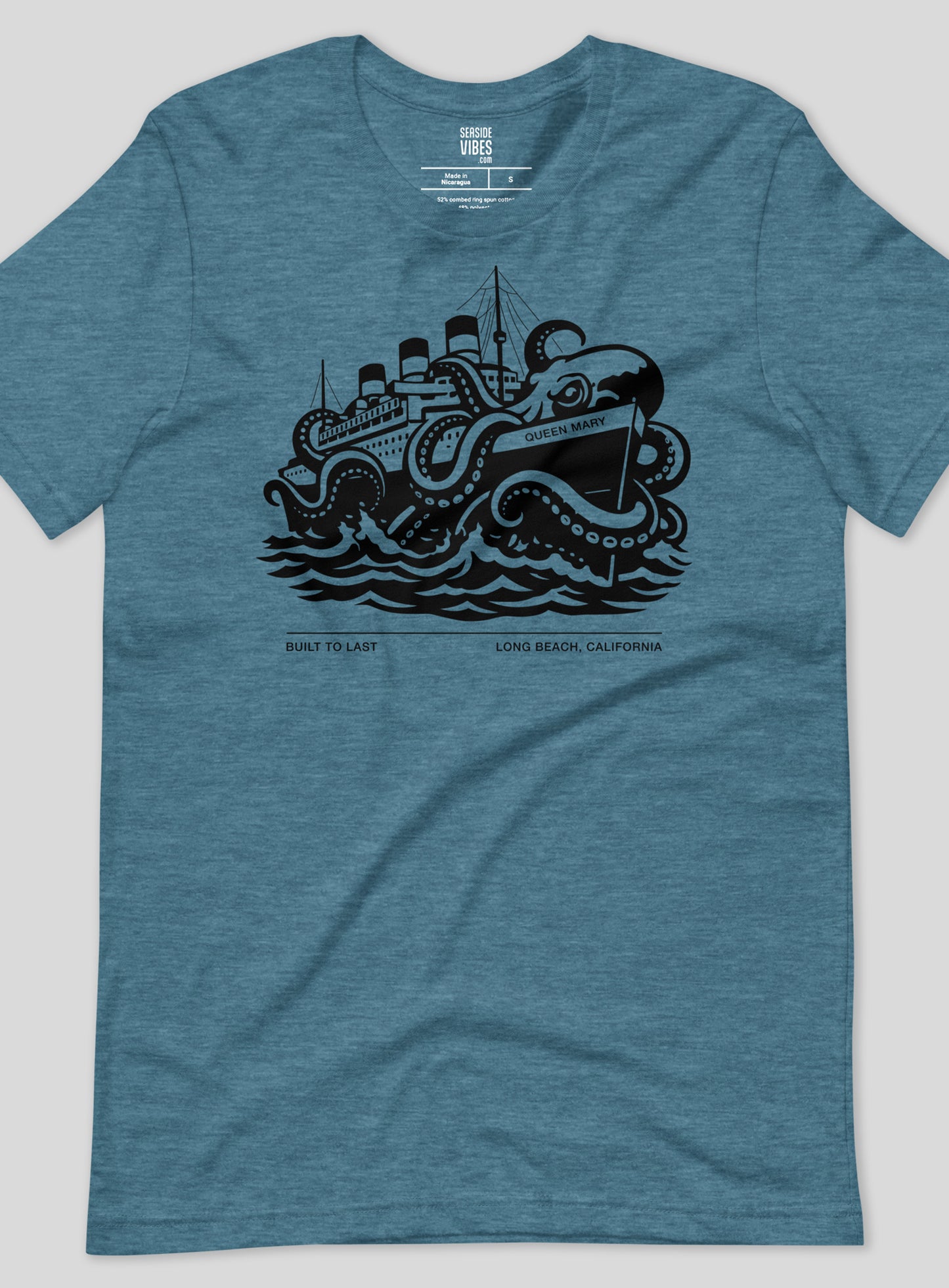 Unisex: Long Beach: Built to Last Tee - Heather Deep Teal