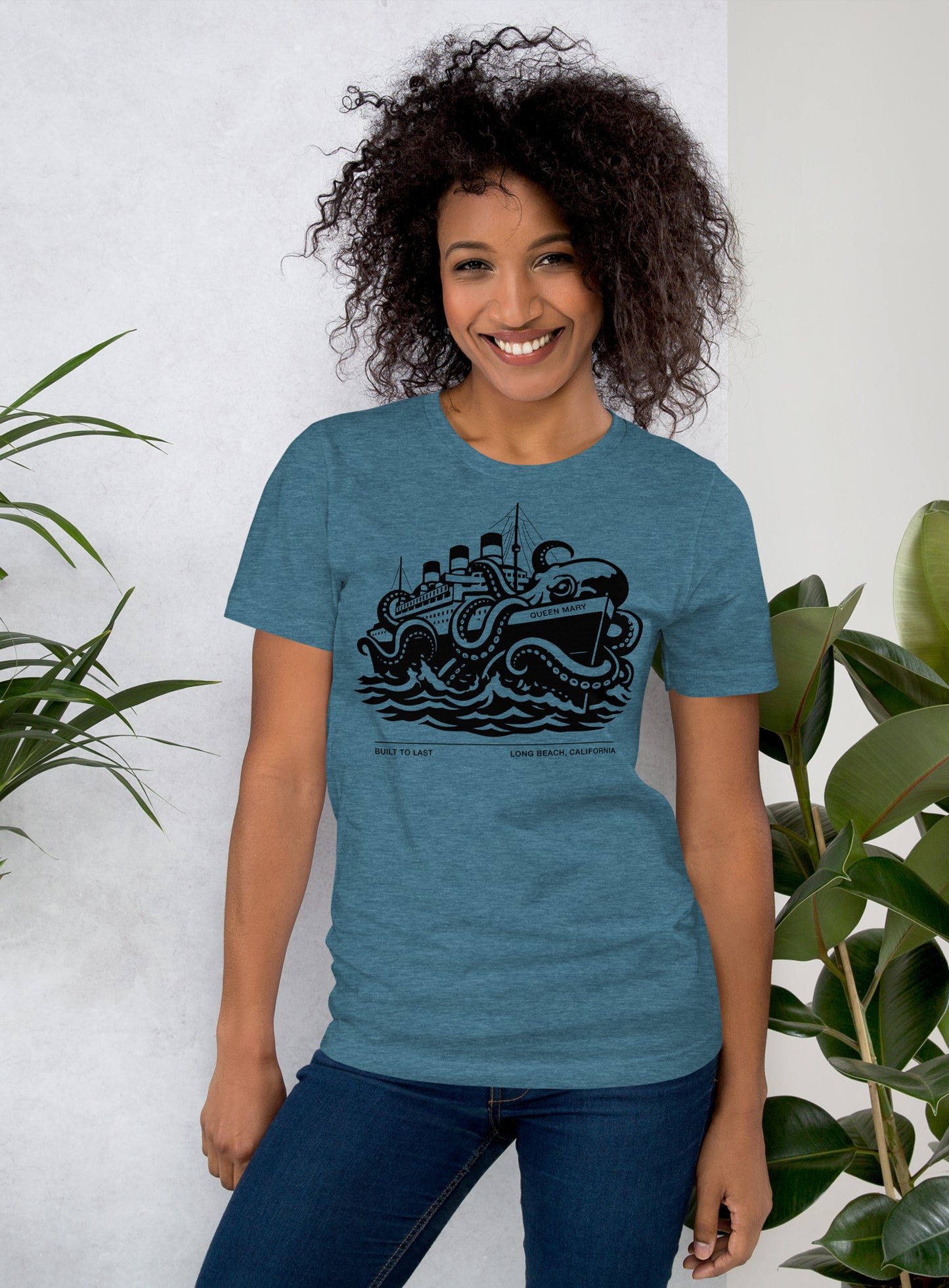 Unisex: Long Beach: Built to Last Tee - Heather Deep Teal