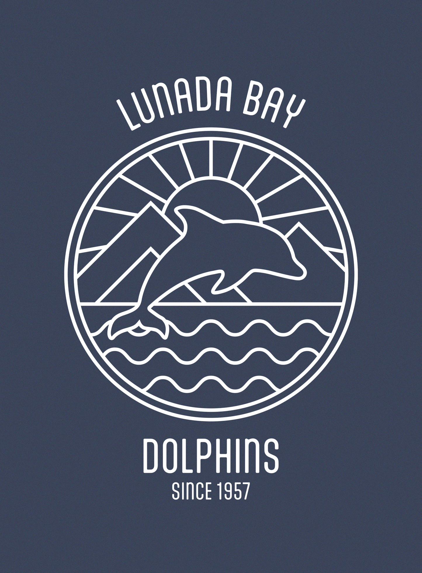 V-Neck: Lunada Bay Dolphins Sunrise Tee - Heather Navy