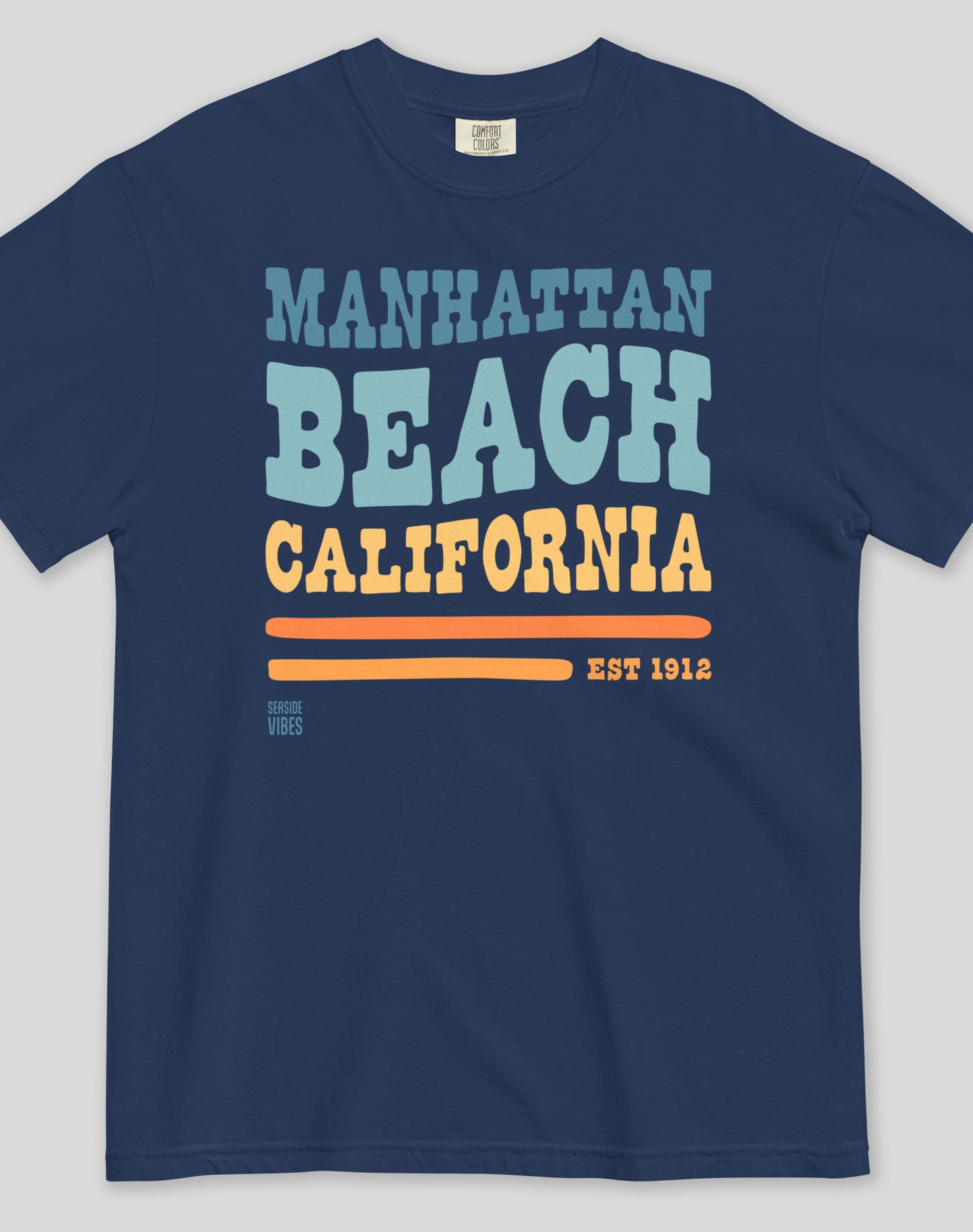 Unisex: Manhattan Beach Vibes Tee - 100% Cotton | True Navy