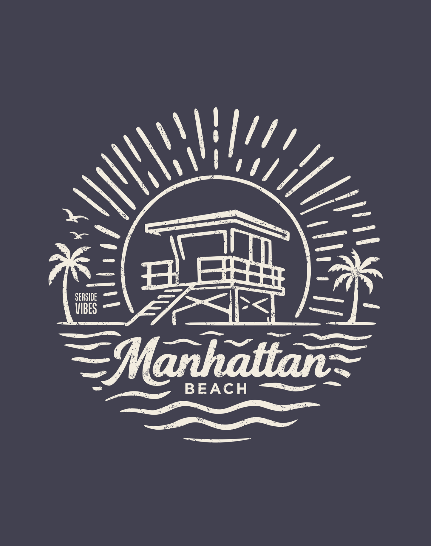 Unisex: Manhattan Beach Sunrise Session Tee - 100% Cotton | Navy