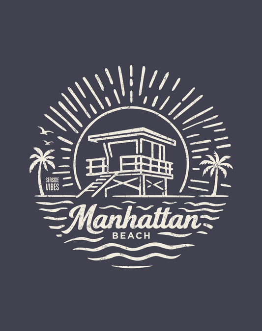 Manhattan Beach Sunrise Session Tee - Premium 100% Cotton | Navy