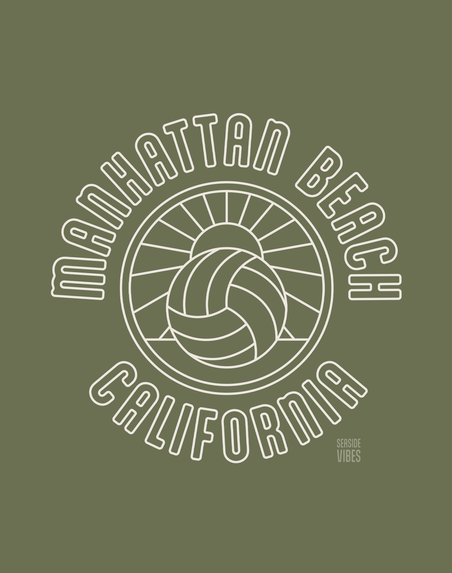 Unisex: Manhattan Beach Volleyball Sunset Tee - 100% Cotton | Moss