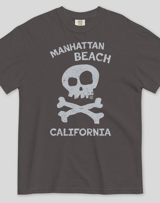 Manhattan Beach Skull & Bones Tee - Premium 100% Cotton | Graphite