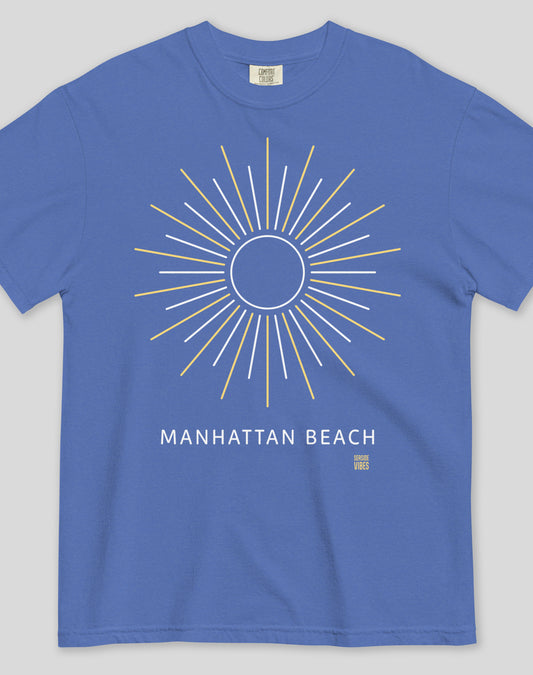 Manhattan Beach Sunburst Tee - Premium 100% Cotton | Mystic Blue