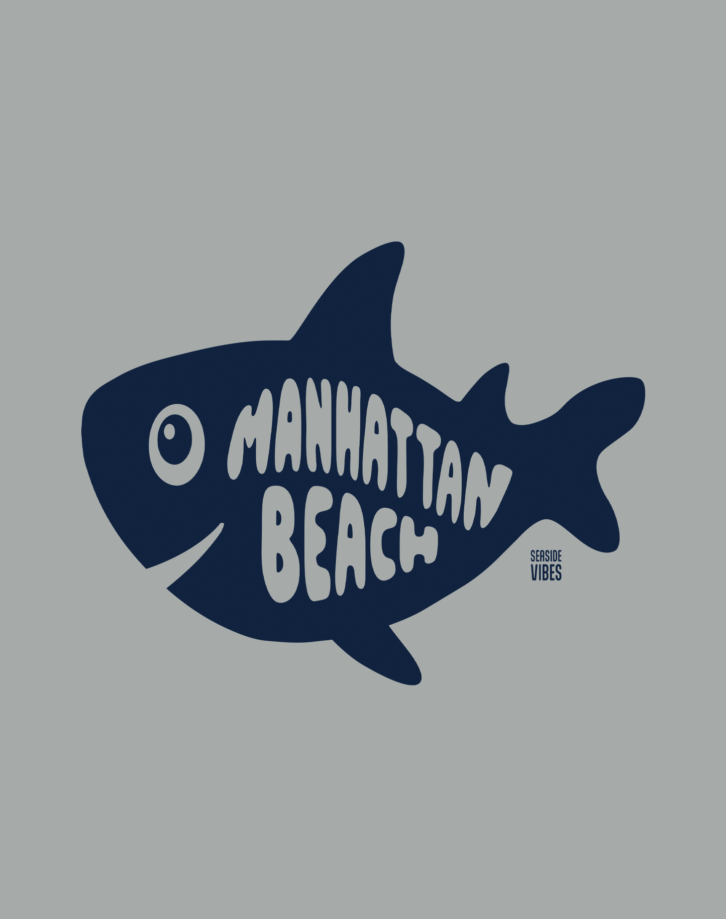 Unisex: Manhattan Beach Shark Tee - 100% Cotton | Granite